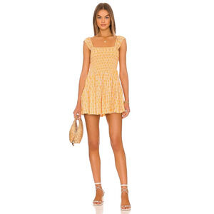 Free People Sweet Annie Mini Dress in Sunshine Combo Size Large